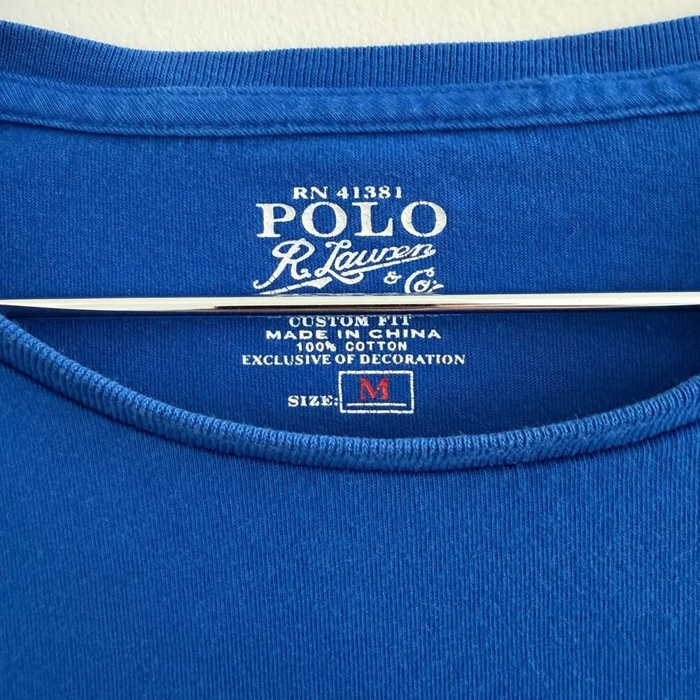 Polo Ralph Lauren Mens Custom Fit Crew Neck T Shirt Blue Medium RN 41381